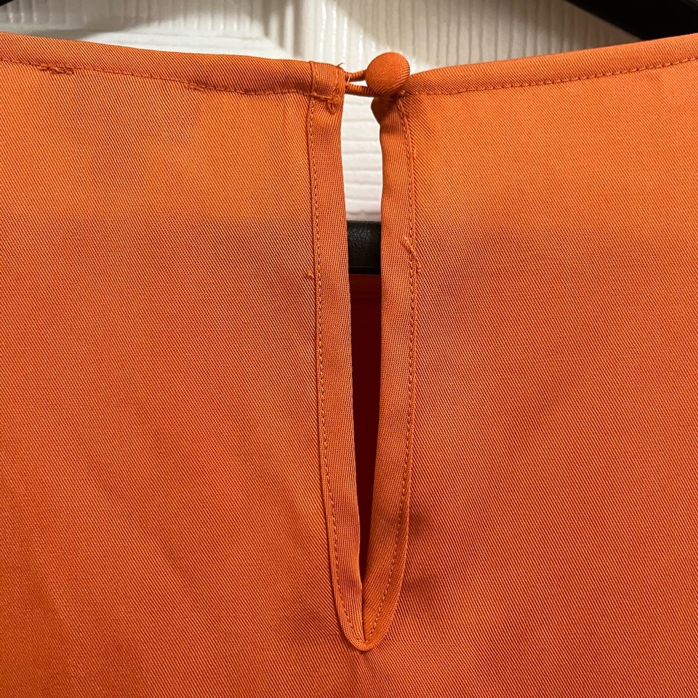 NWT Cremieux Women's Medium Orange Cayenne Long Wide Sleeved Blouse - Picture 6 of 6